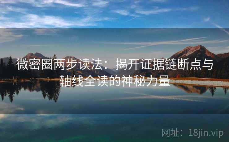 微密圈两步读法：揭开证据链断点与轴线全读的神秘力量